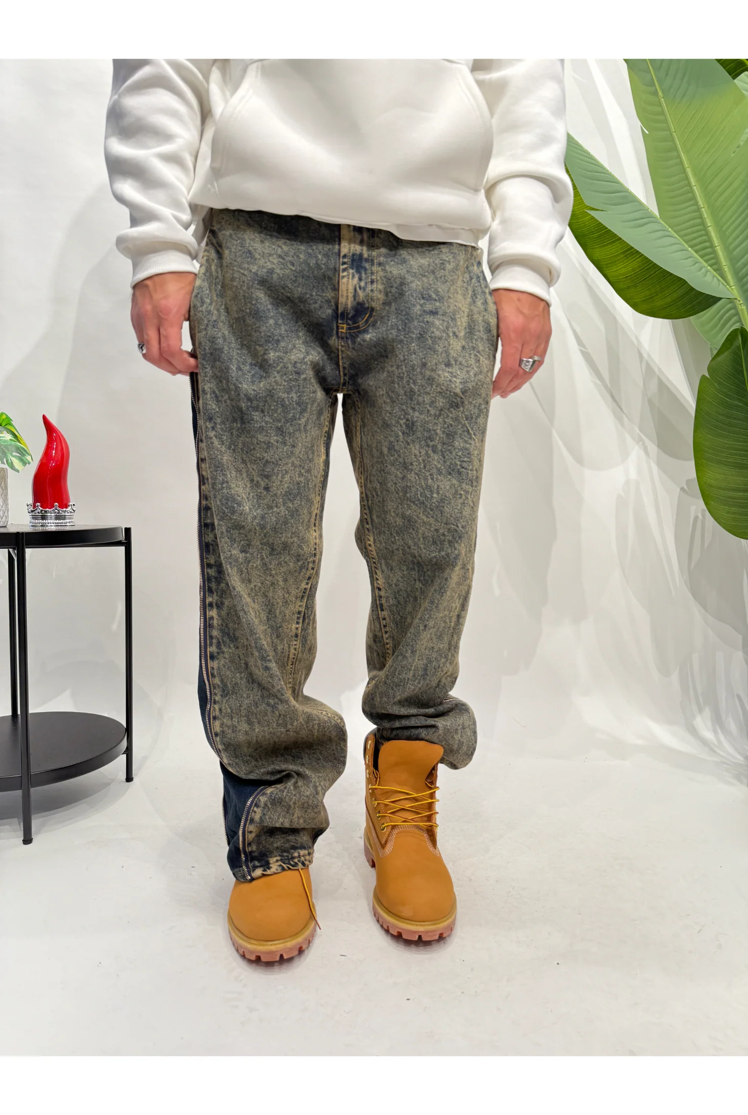 Jeans baggy zipped sabbiato - Image 2