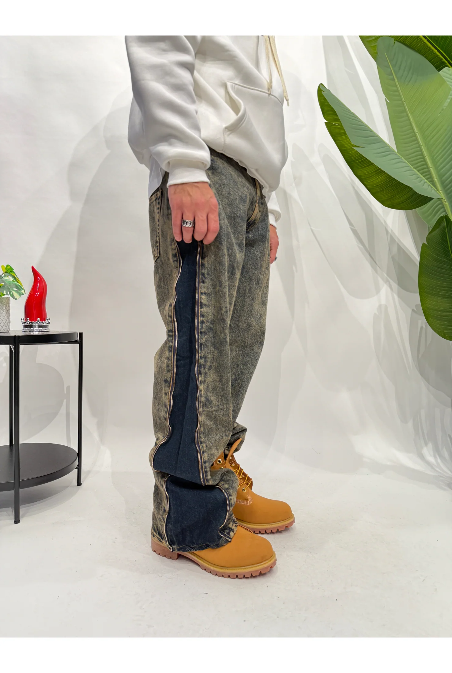 Jeans baggy zipped sabbiato - Image 3