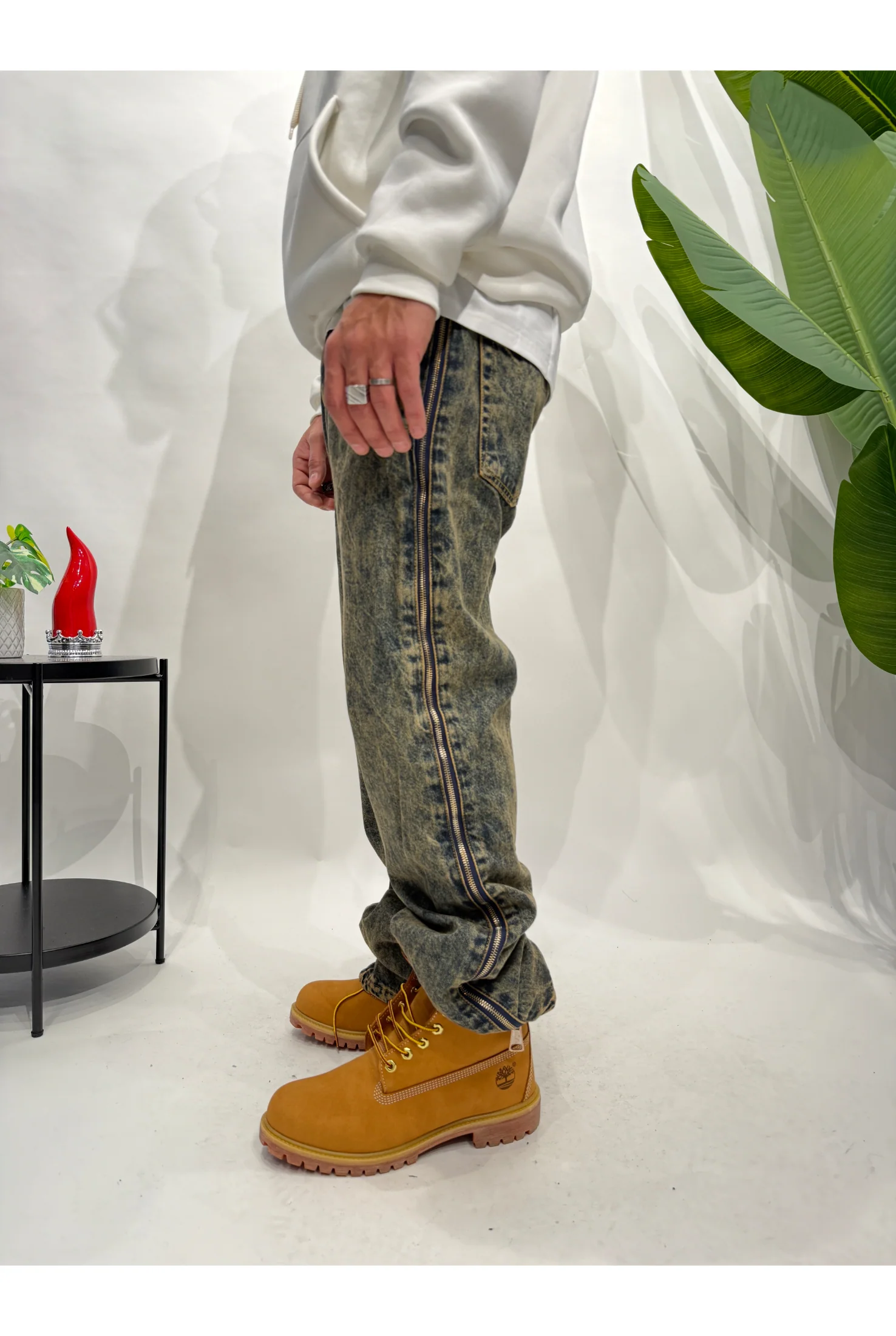 Jeans baggy zipped sabbiato - Image 4