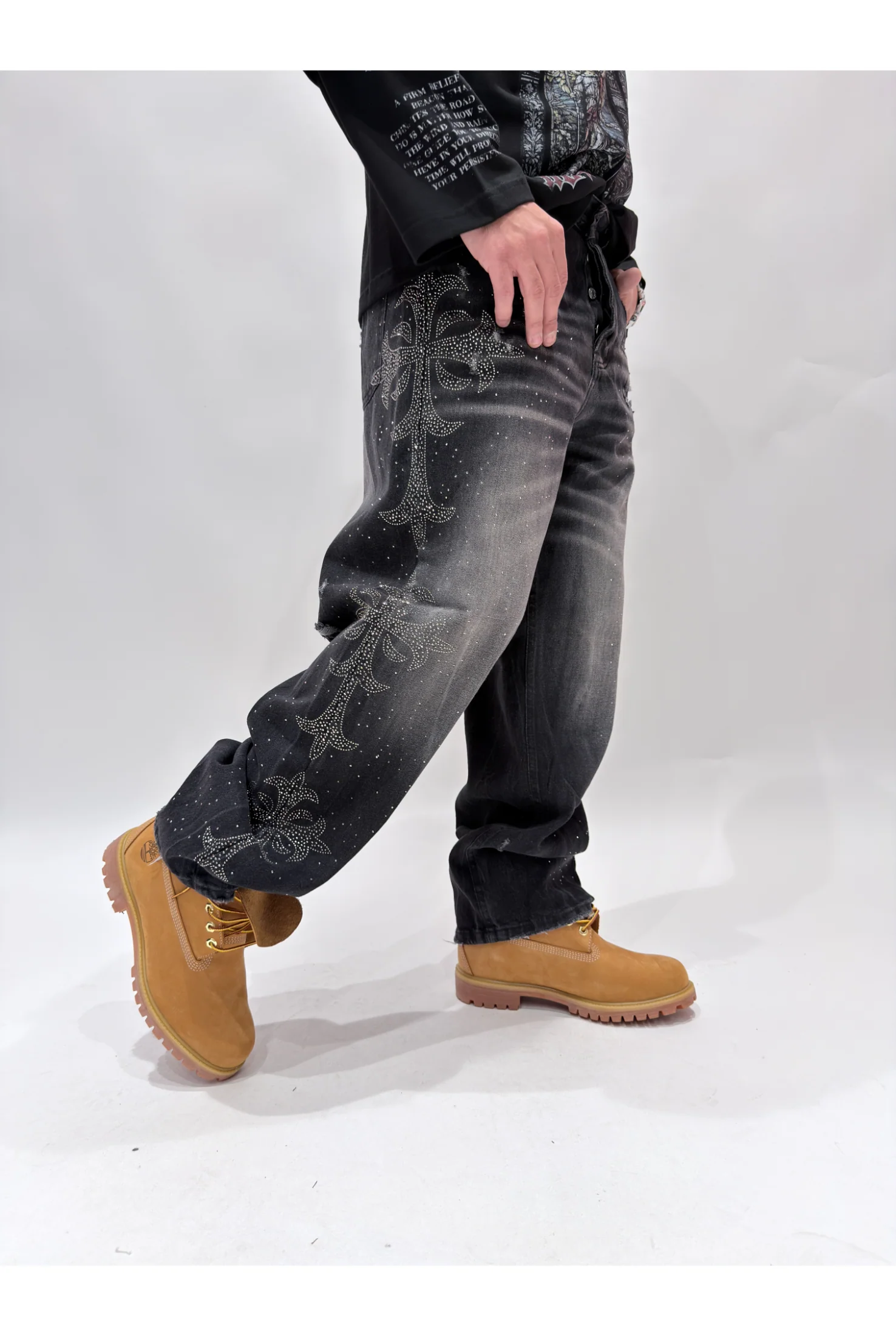 Jeans CIANOTIC Super baggy cross brillantini - Image 4
