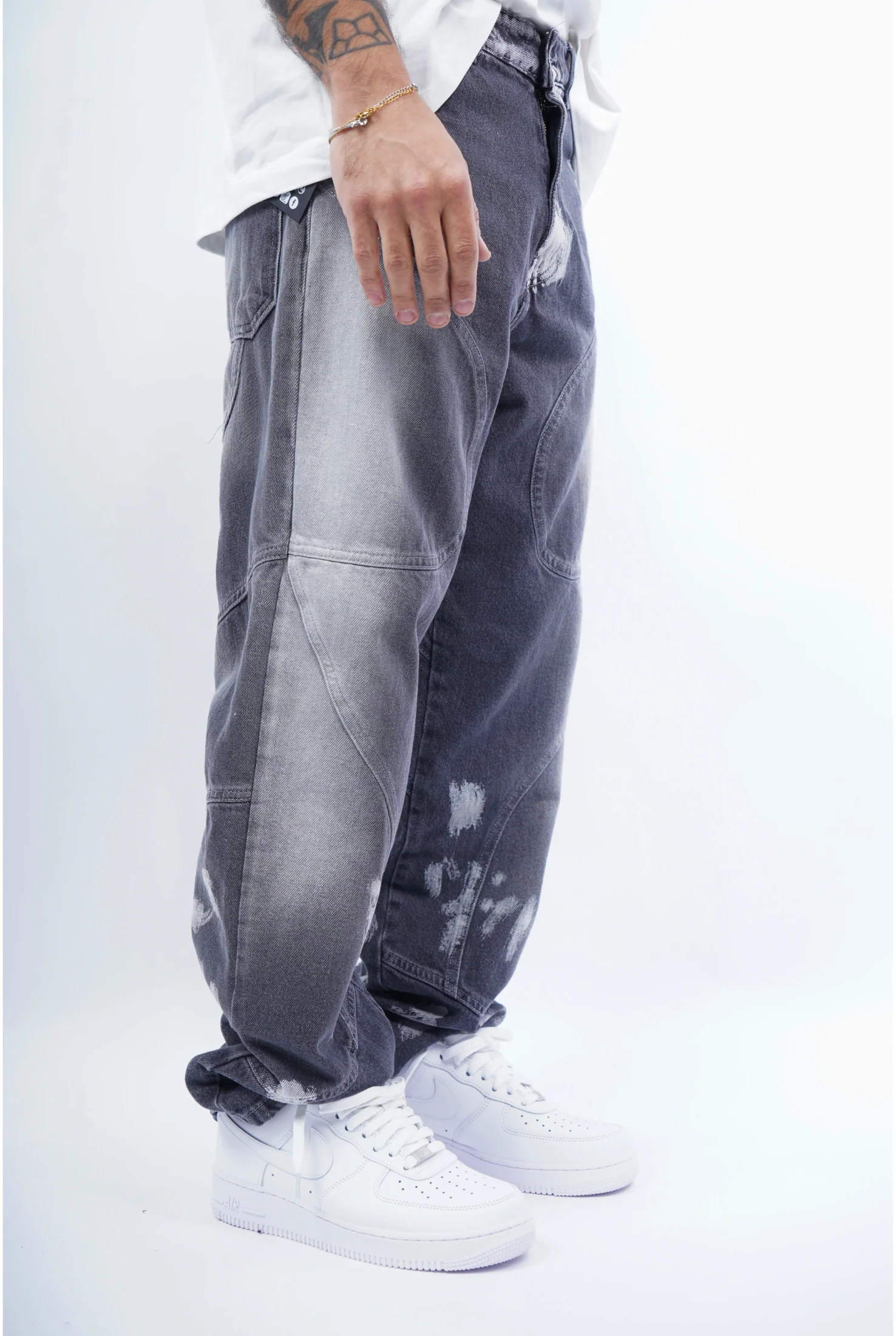 Jeans FREESTART Baggy with cuts grey - Image 2