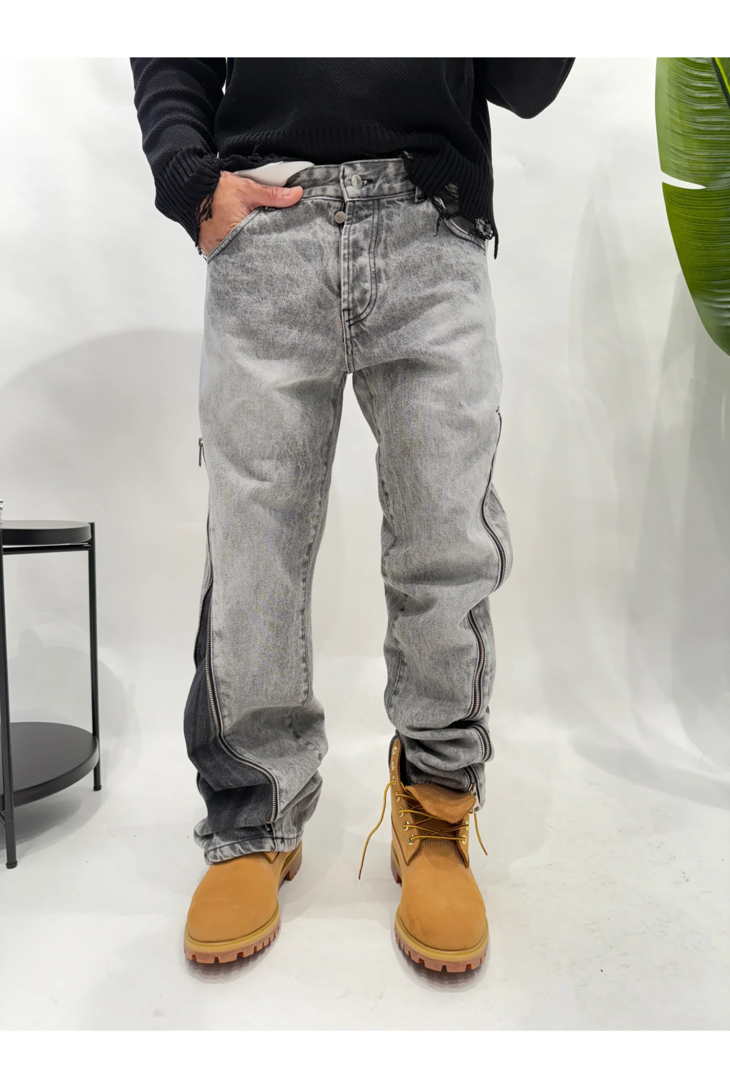 Jeans zipped grey - Image 2