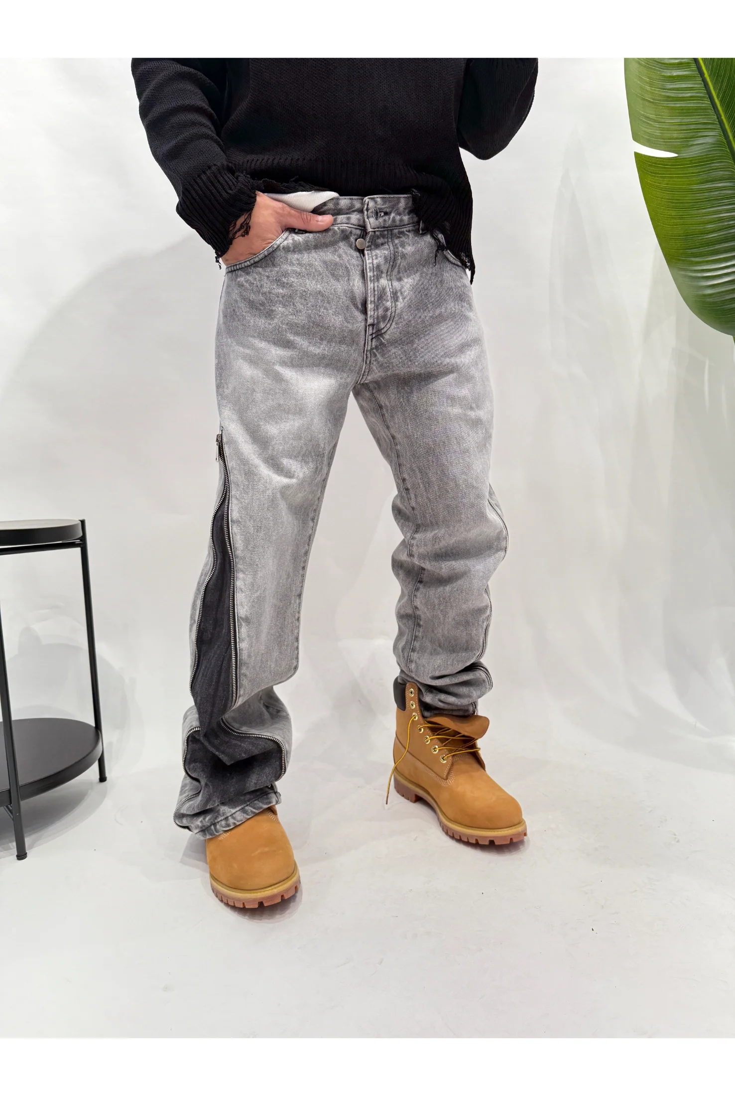 Jeans zipped grey - Image 3