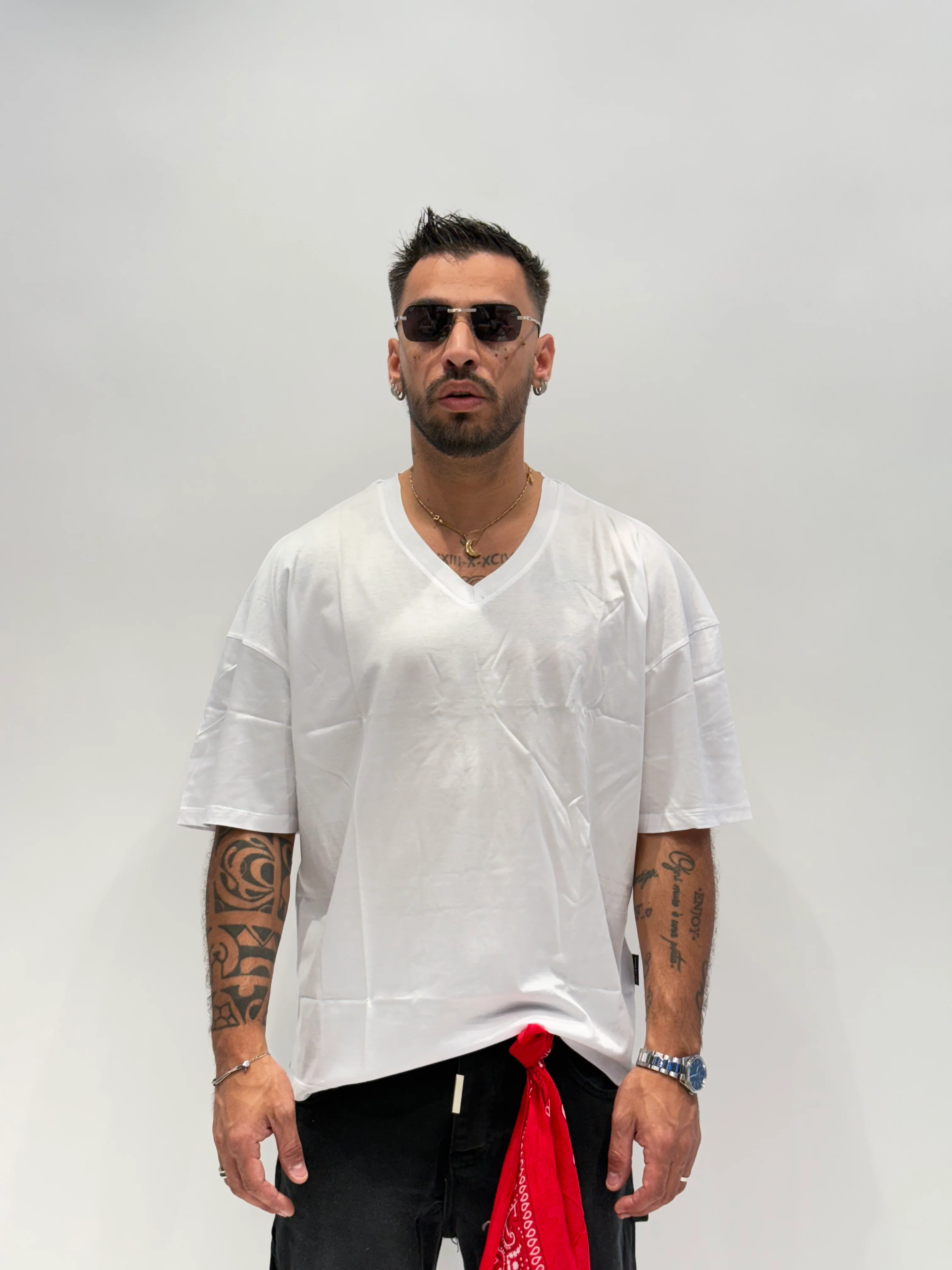 T-shirt in filo di scozia V NJB